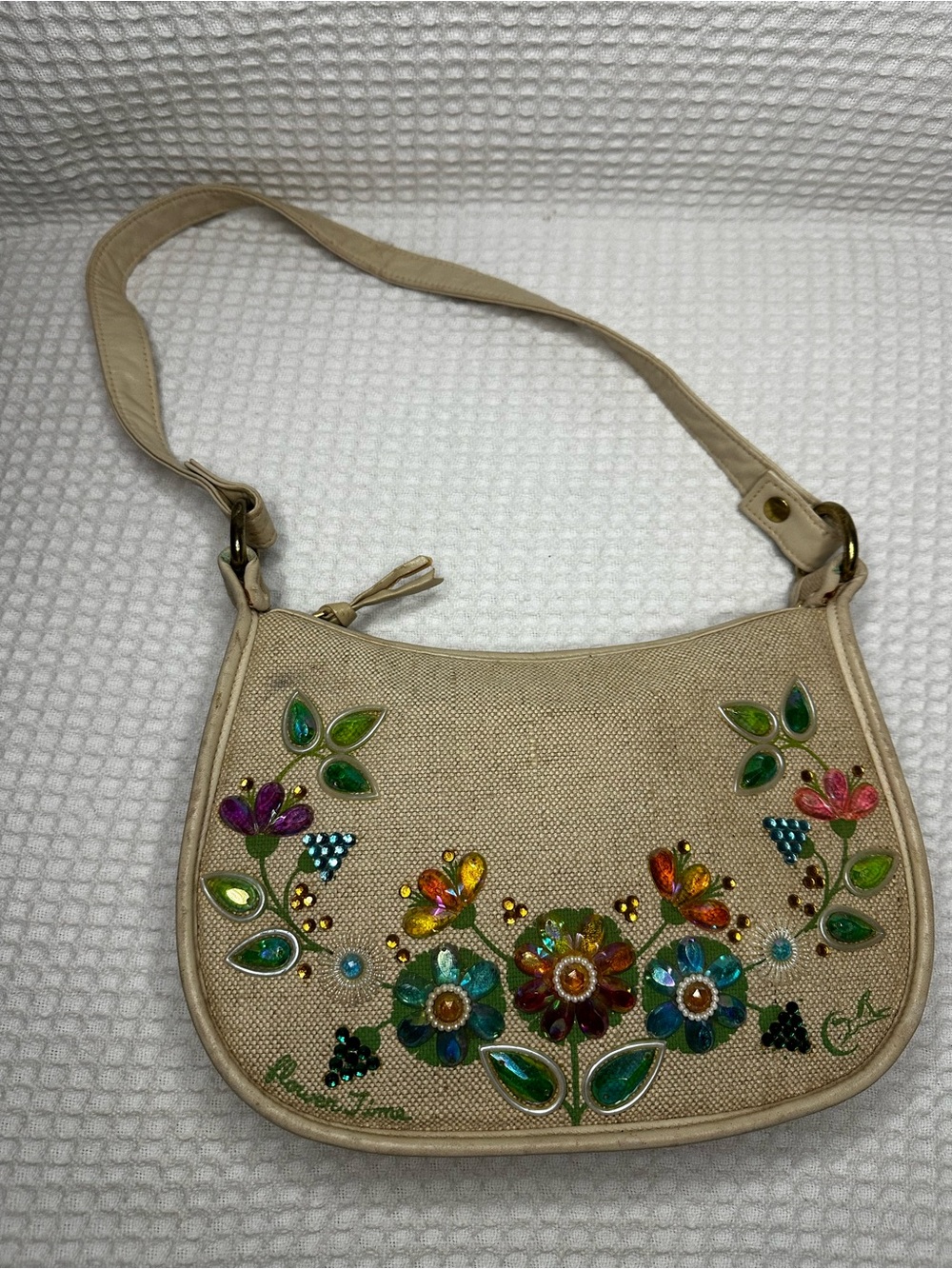 #48 Vintage Enid Collins Flower Time Canvas Shoulder Bag